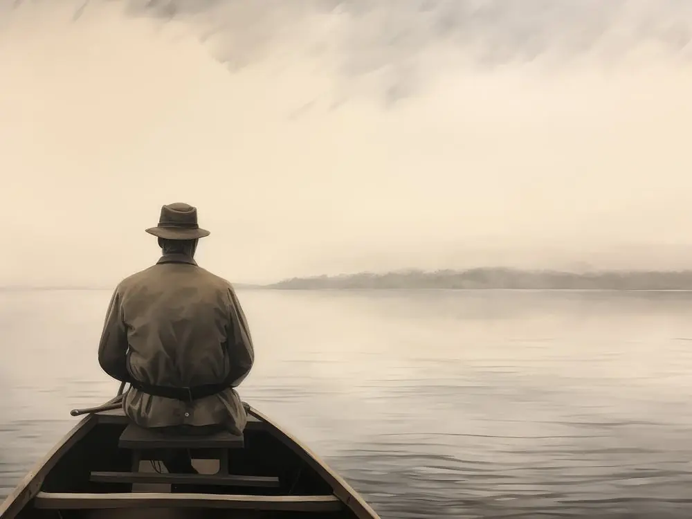 Fisherman On Boat Vintage Crafted