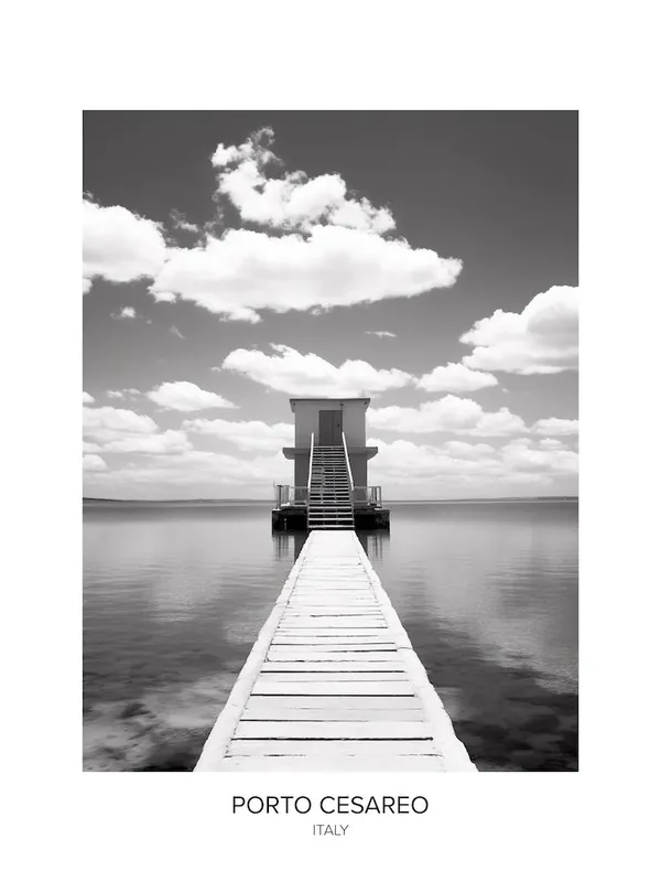 Poster Of Porto Cesareo, Italy, Black And White Photo 4 Hot Deal