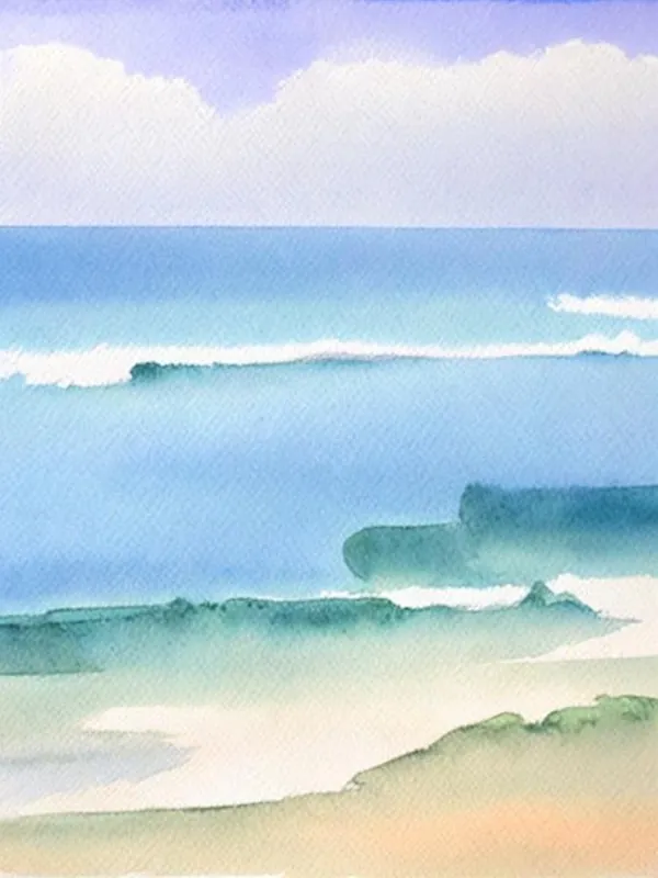 Montauk Beach 2, New York Watercolour Affordable