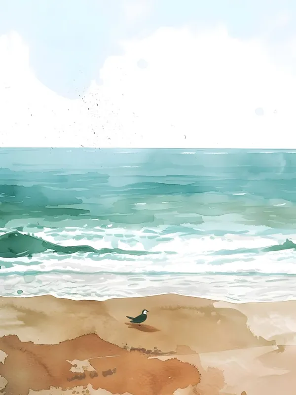 Watercolor Of A Beach 5 Handmade