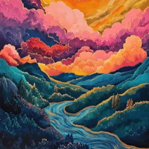 Worldwide Shipping Sunset In The Mountains 6