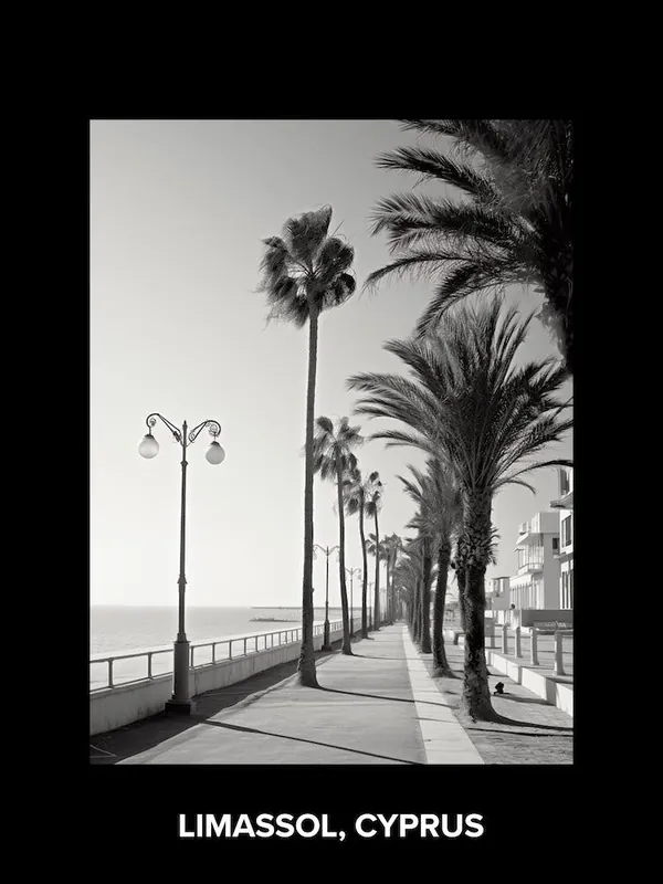 Poster Of Limassol, Cyprus, Mediterranean Black And White Photography Analogue 2 Budget