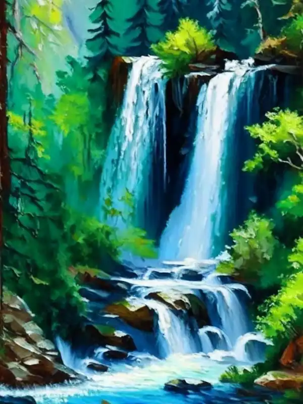 Mega Sale Waterfalls In Forest Water Landscapes Waterscape Impressionism 1