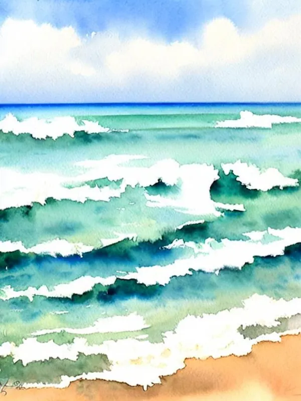Bathsheba Beach 3, Barbados Watercolour Popular