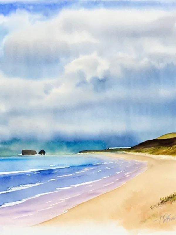 Sandwood Bay Beach, Sutherland, Scotland Watercolour Same Day Shipping