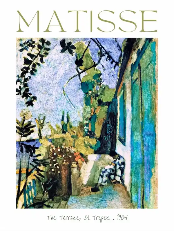 Flash Sale Henri Matisse Terrace at St Tropez 1904 France Art Poster Print in HD for Feature Wall Decor - Fully Remastered, Labelled, High Definition