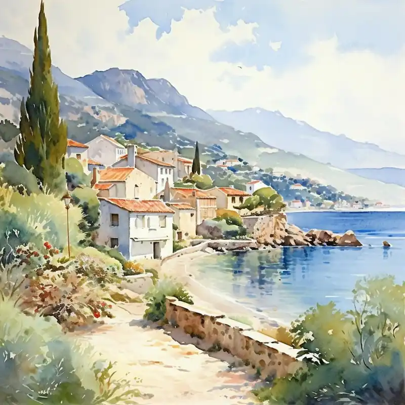 Uepa13 A Watercolor Painting Of A Charming Mediterranean Vill 46463b9e 115f 4bc5 9ff6 2754bf8f7ca8 1 Limited Edition