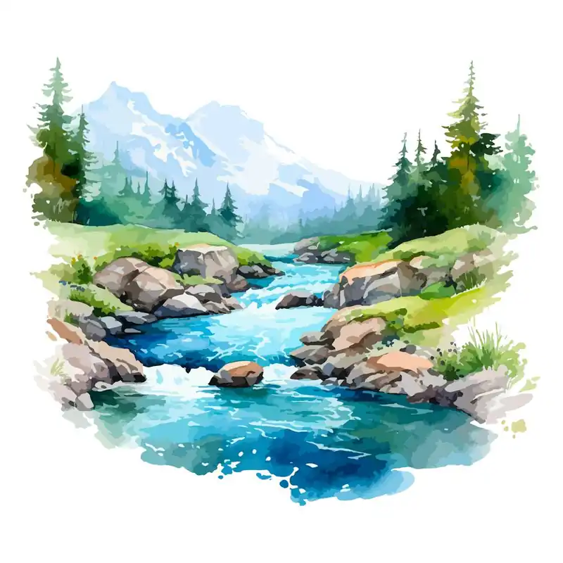Watercolor Mountain Stream 3 Last Chance