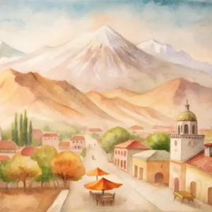 Watercolor Of A Village 1 Wholesale