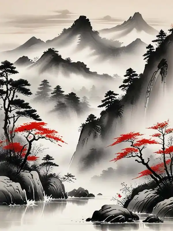 Original Japanese Ink Wash Landscape (8)