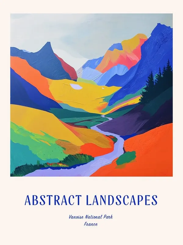 Colourful Abstract Vanoise National Park France 1 Poster Blue Hot Deal