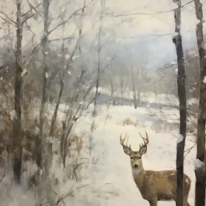 Vintage Winter Animal Painting Deer 3 Hassle-Free Returns