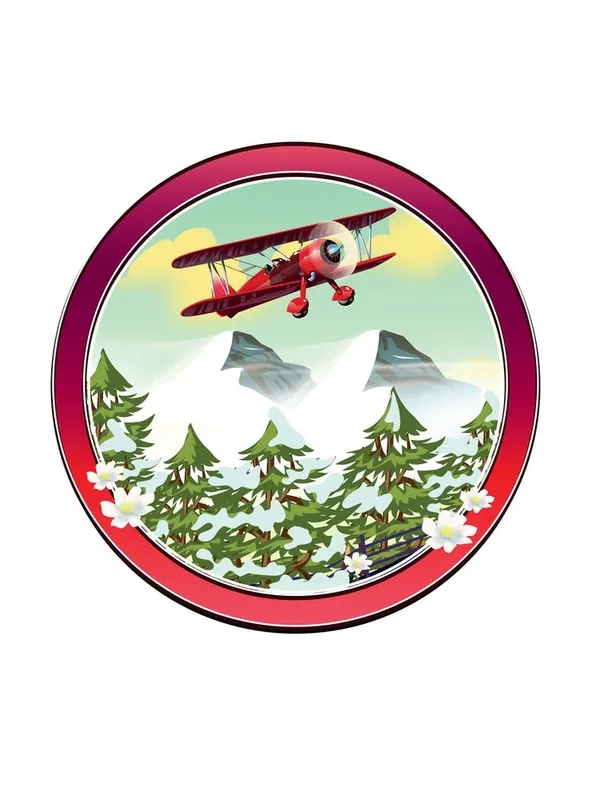 Bi plane flying over the mountains. High Quality
