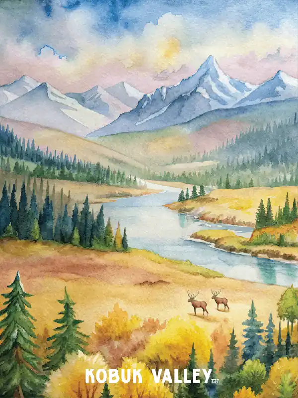 Kobuk Valley National Park Watercolor Painting Free Shipping