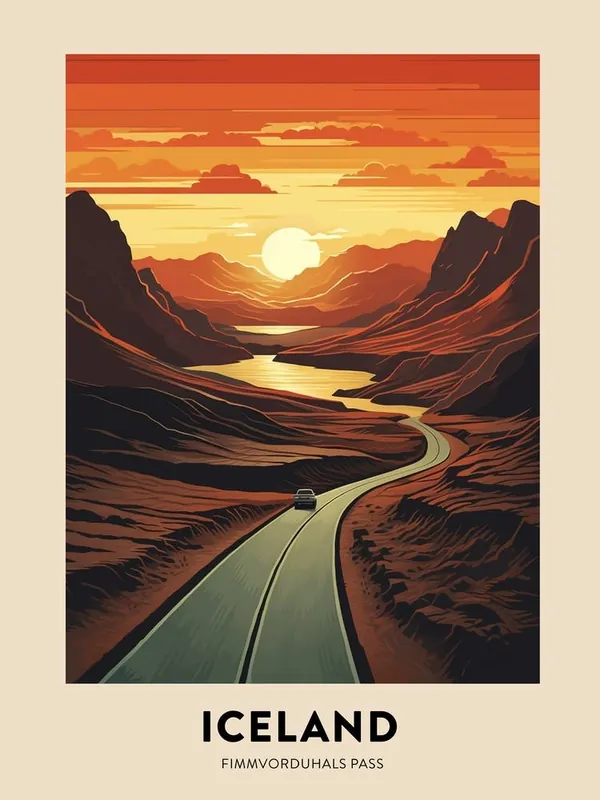 Fimmvorduhals Pass Iceland 1 Vintage Hiking Travel Poster Best Price