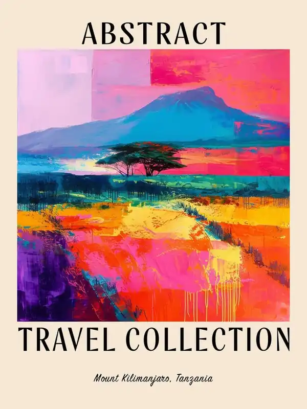Warranty Included Abstract Travel Collection Poster Mount Kilimanjaro Tanzania 3