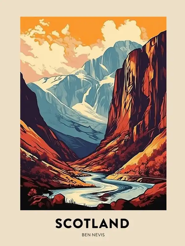 Ben Nevis Scotland 3 Vintage Hiking Travel Poster Buy Online