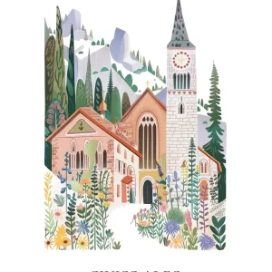 Swiss Alps Switzerland Gouache Travel Illustration Final Sale
