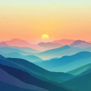 Sunset Mountain Landscape No Minimum Order