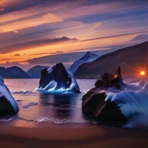 Worldwide Shipping Artistic Sunset Painting