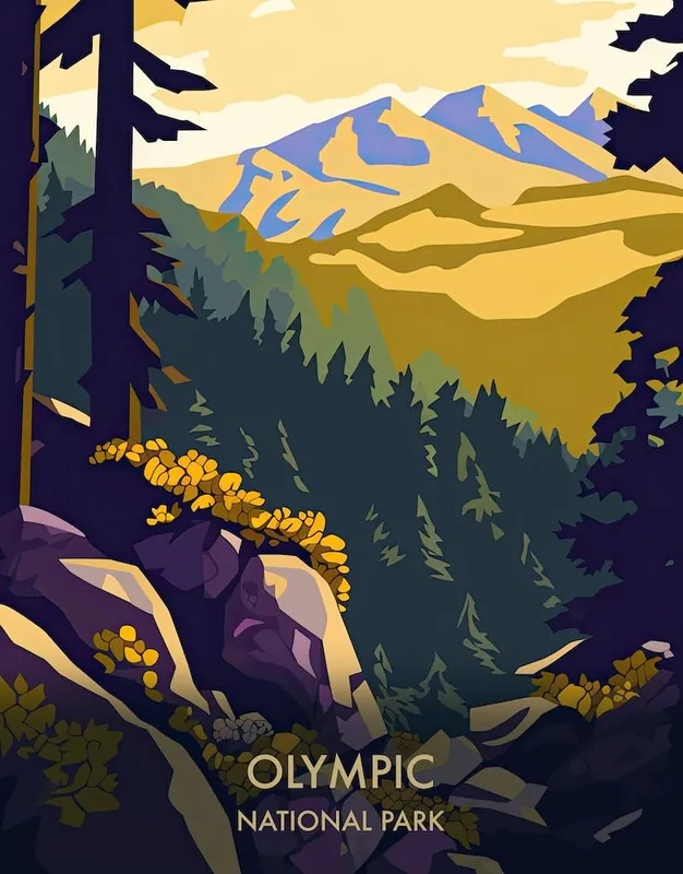 Olympic National Park Travel Poster Matisse Style 3 New Arrival