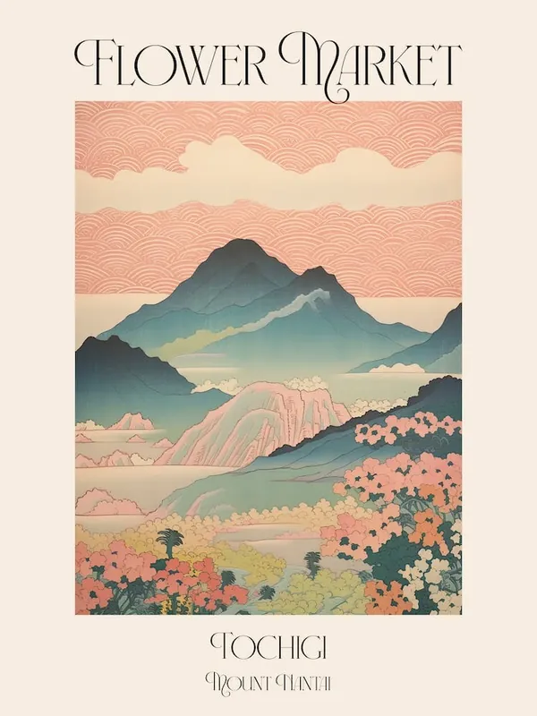 Discount Flower Market Mount Nantai In Tochigi, Japanese Landscape 3 Poster