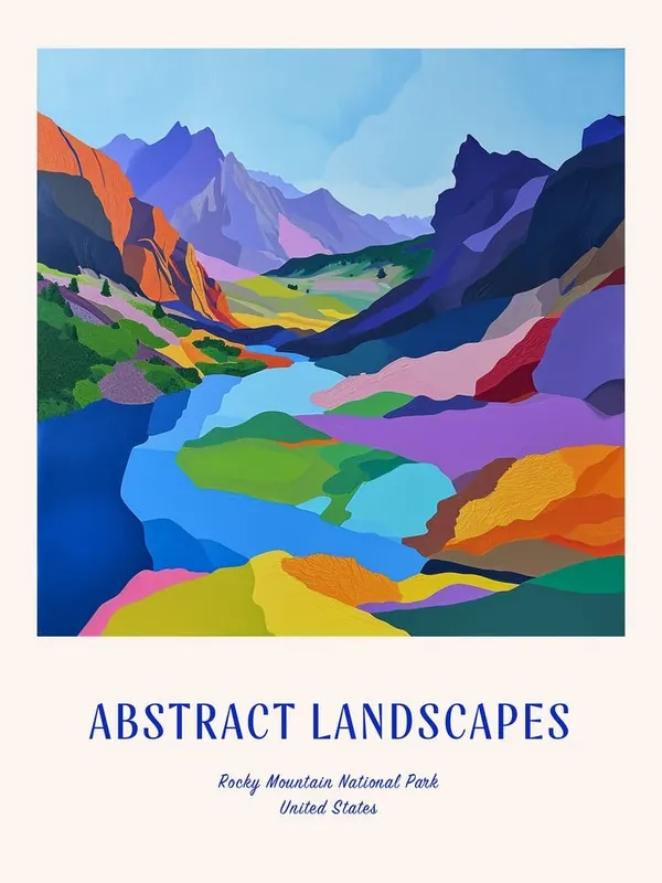 Colourful Abstract Rocky Mountain National Park Usa 3 Poster Blue Worldwide Shipping