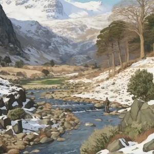 Top Pick Vintage Winter Illustration Snowdonia National Park United Kingdom 3