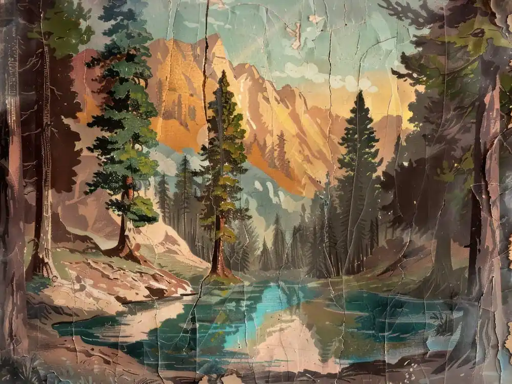 Save Now Retro Mountains Illustration 6