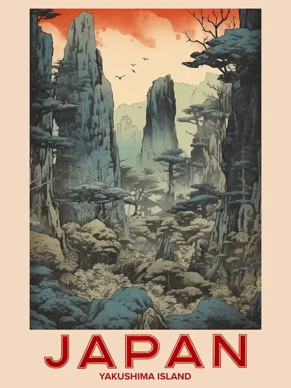 Warranty Included Yakushima Island, Visit Japan Vintage Travel Art 1