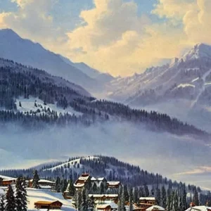 Top Pick Crans Montana, Switzerland Ski Resort Vintage Landscape 3 Skiing Poster