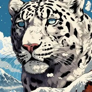 Today Only Snow Leopard Animal Drawing In The Style Of Ukiyo E 4