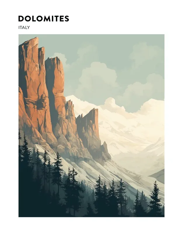 Discount Dolomites Italy 2 Hiking Trail Landscape Poster