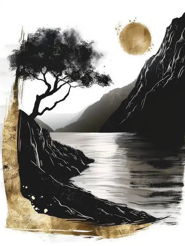 Tree By The Lake Canvas Print Handmade