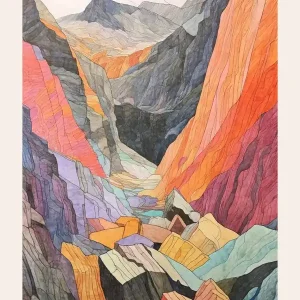 Time-Limited Glyder Fawr Wales 2 Colourful Mountain Illustration Poster