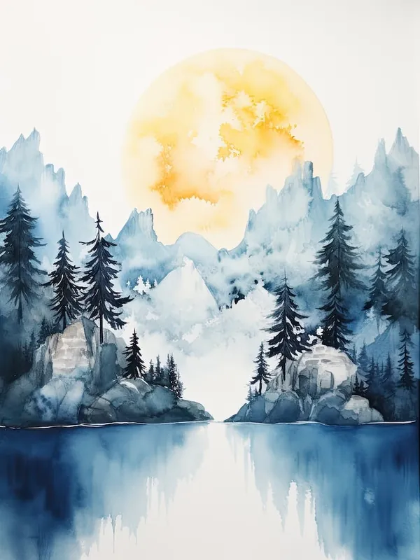 Seasonal Sale Watercolour Of Jiuzhaigou ValleyChina 0