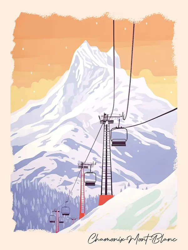 Poster Of Chamonix Mont BlancFrance, Ski Resort Pastel Colours Illustration 3 Don’t Miss Out