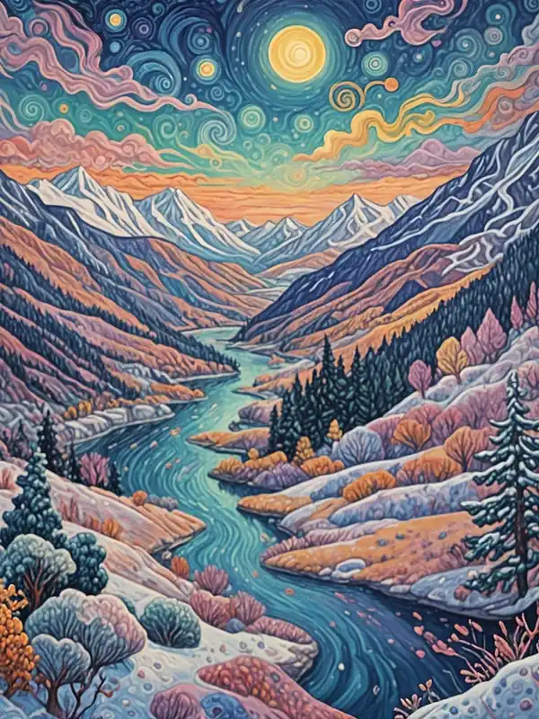 Budget Winter Night In The Mountains
