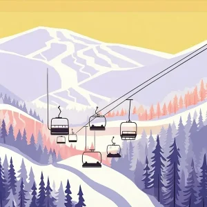 Special Offer Vail Mountain ResortColorado, Usa, Ski Resort Pastel Colours Illustration 0