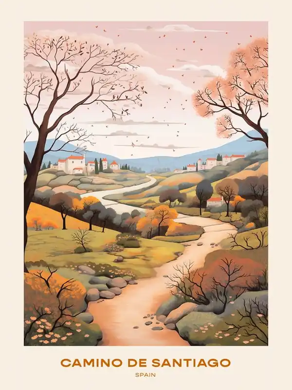 Authentic Camino De Santiago Spain 4 Hike Poster