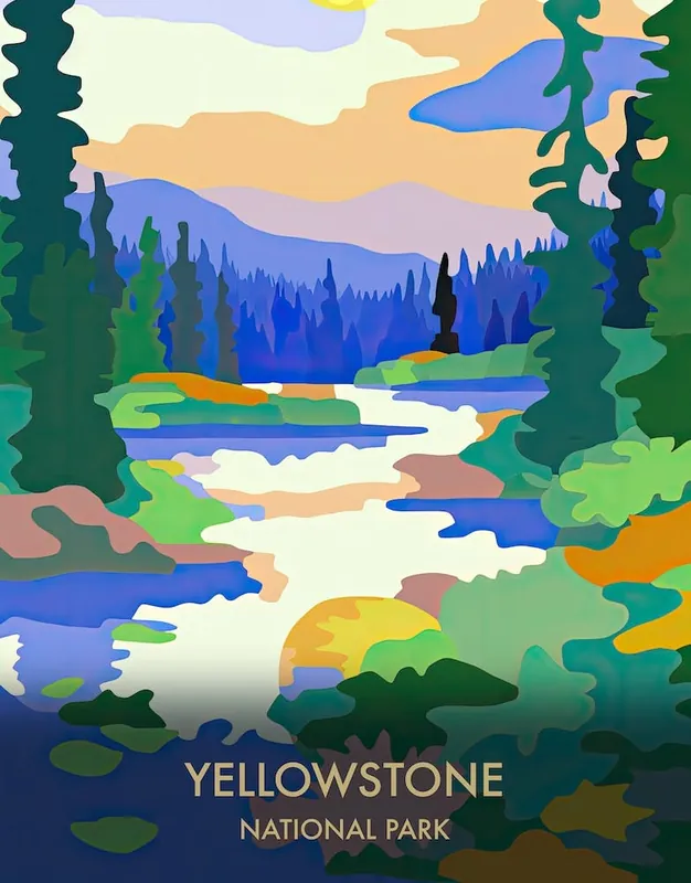 Bargain Yellowstone National Park Travel Poster Matisse Style 7