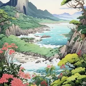 Yakushima Island In Kagoshima, Ukiyo E Drawing 2 Super Sale