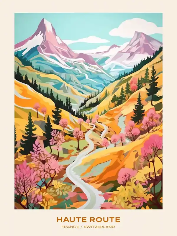 Haute Route France Switzerland 3 Hike Poster Must Have