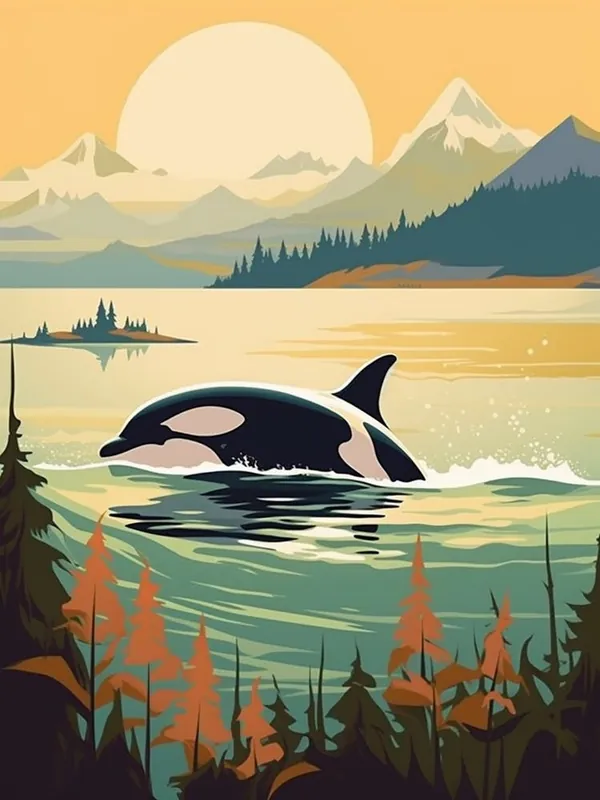 One Day Deal Icy Orca Whale With Snowy Mountains