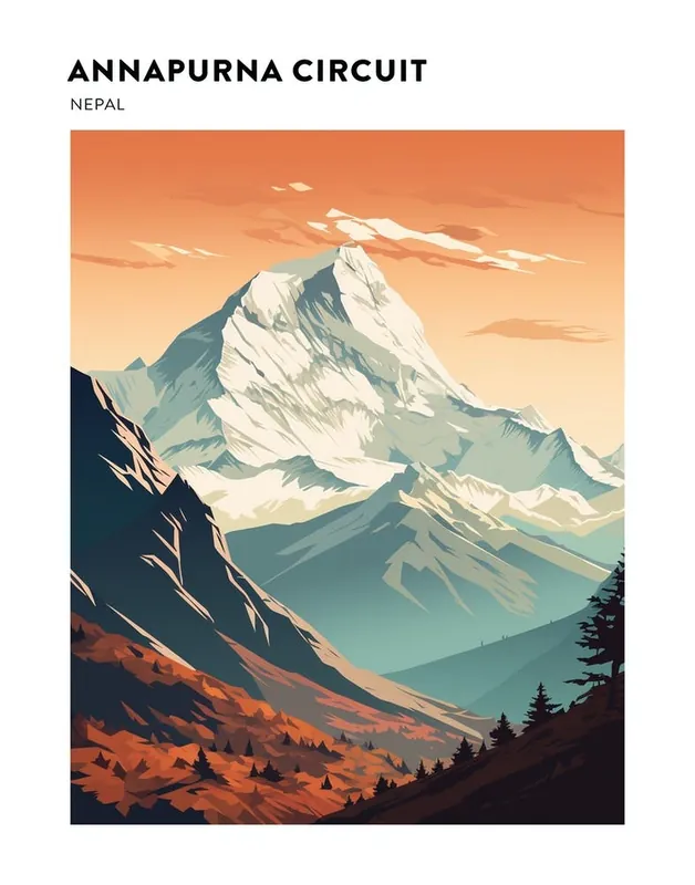 Save Now Annapurna Circuit Nepal 3 Hiking Trail Landscape Poster