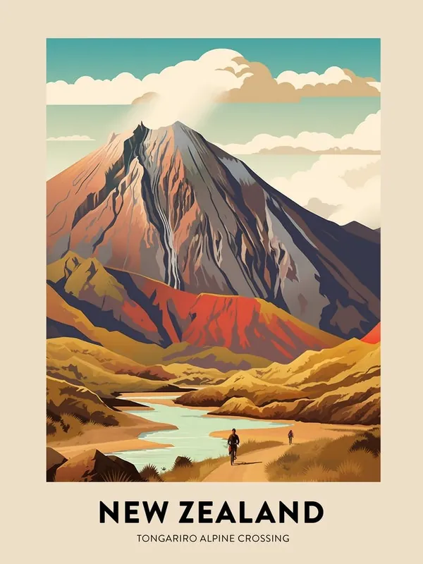 Exclusive Offer Tongariro Alpine Crossing New Zealand 2 Vintage Hiking Travel Poster