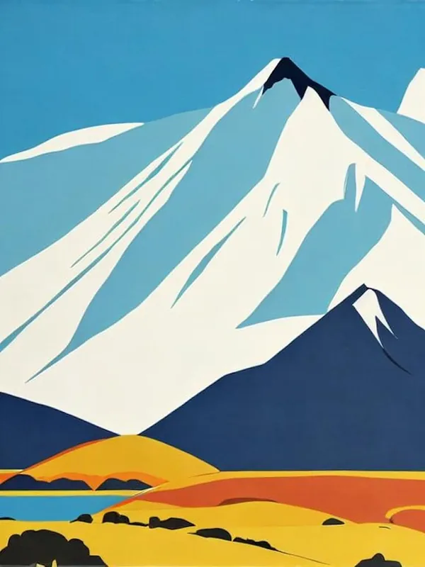 Mount Ruapehu, New Zealand Midcentury Vintage Skiing Poster Buy Today
