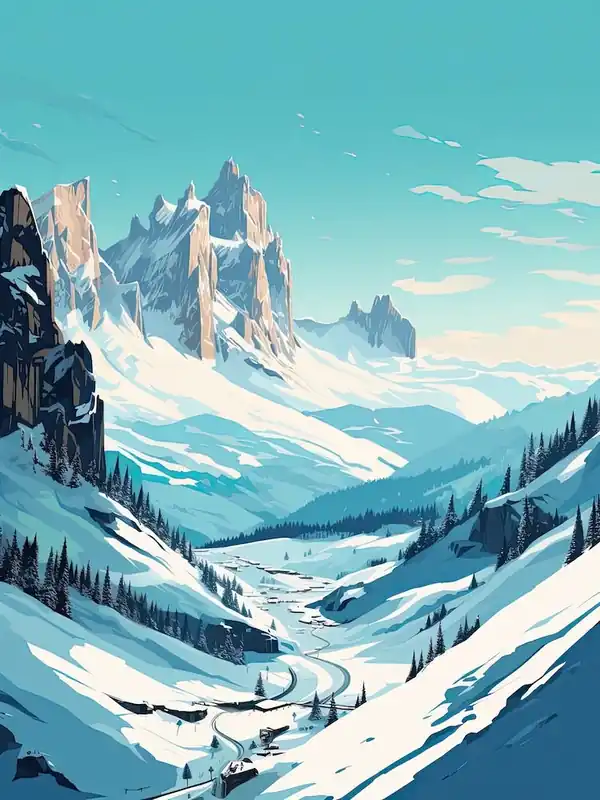 In Demand Cortina D AmpezzoItaly, Ski Resort Illustration 1 Simple Style