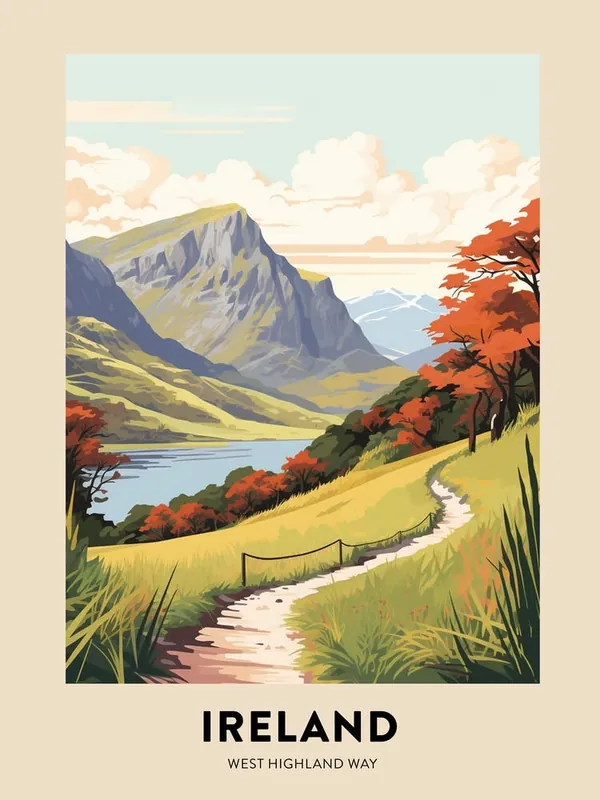 West Highland Way Ireland 3 Vintage Hiking Travel Poster Free Shipping