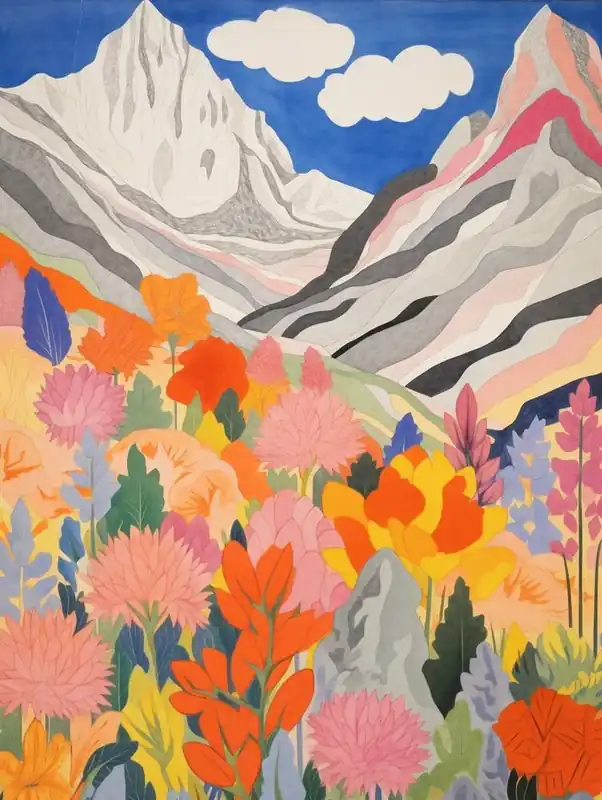 Grab Now Alpamayo Peru 1 Colourful Mountain Illustration
